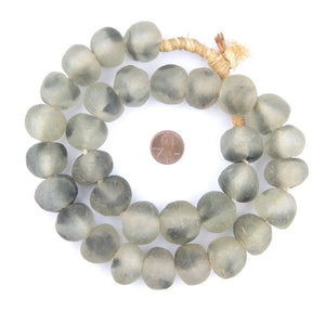 Jumbo Recycled Glass Beads, Grey Mist