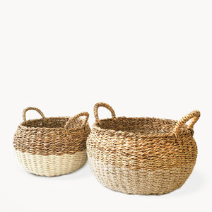 Handwoven Floor Baskets, Set of Two