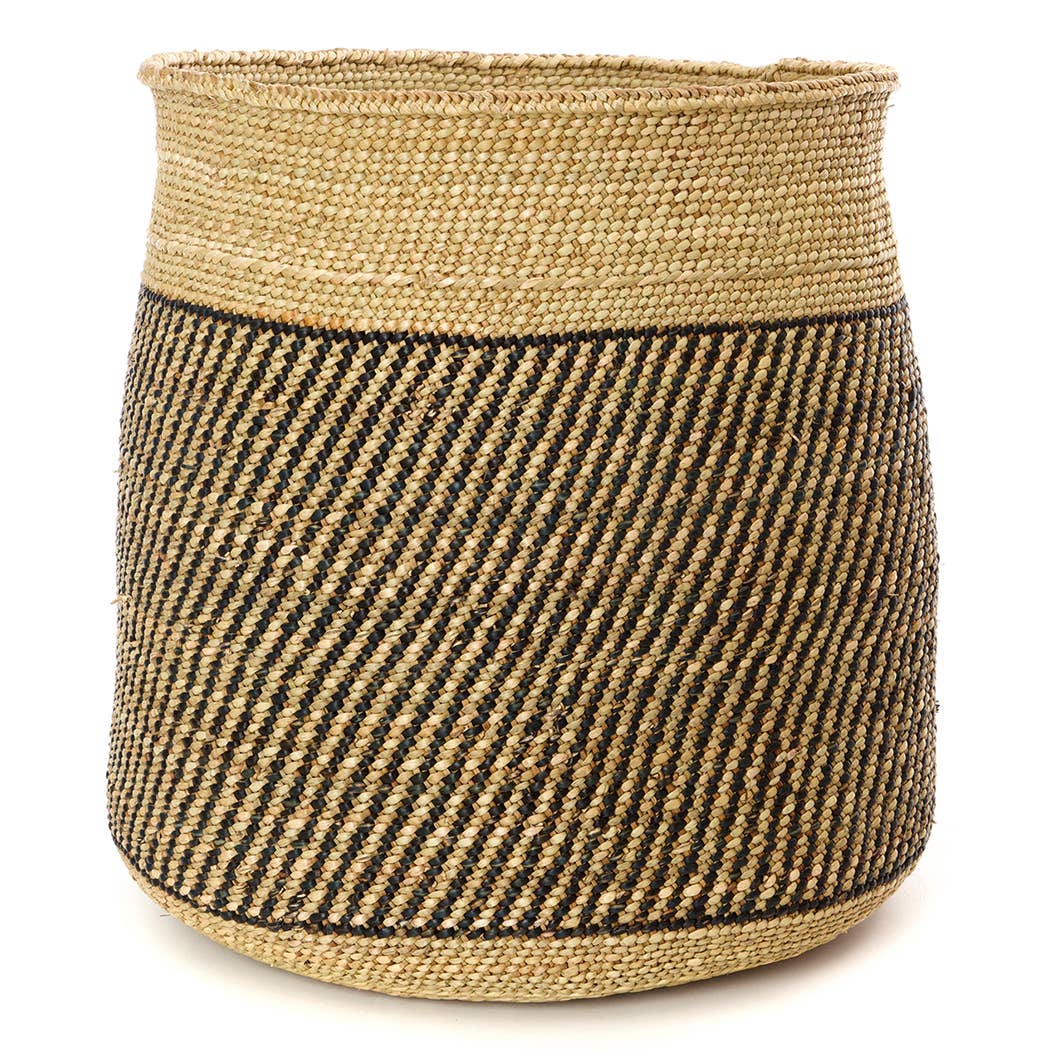 Natural and Black Stripe Weave Iringa Basket