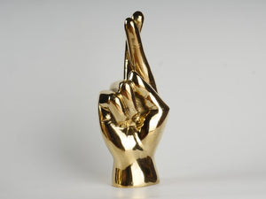 Brass Hand Sculpture - Fingers Crossed