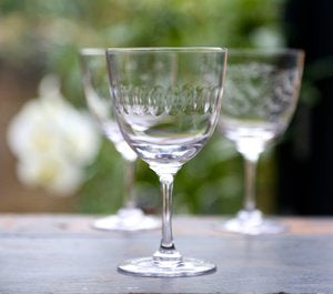 Etched Crystal Wine Glass