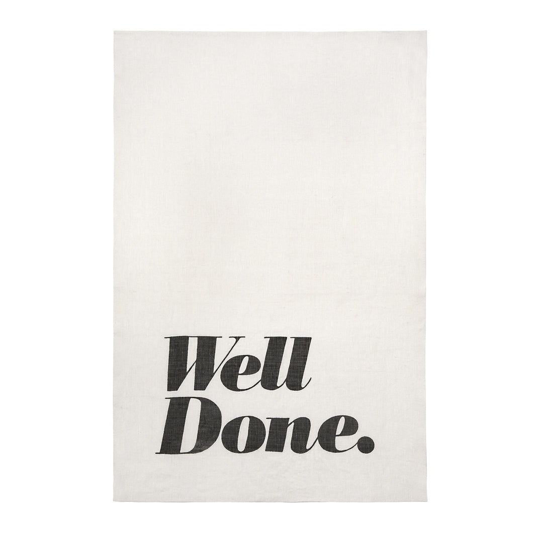 Well Done Tea Towel - Black/Oyster White