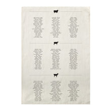 Load image into Gallery viewer, Cheese List Tea Towel - Black/Oyster White
